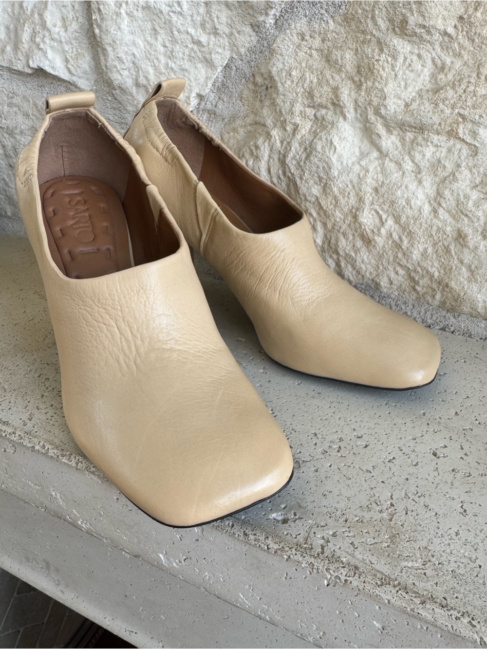 Franco Sarto Cream Leather Slip-On Heels - Picture 3 of 6